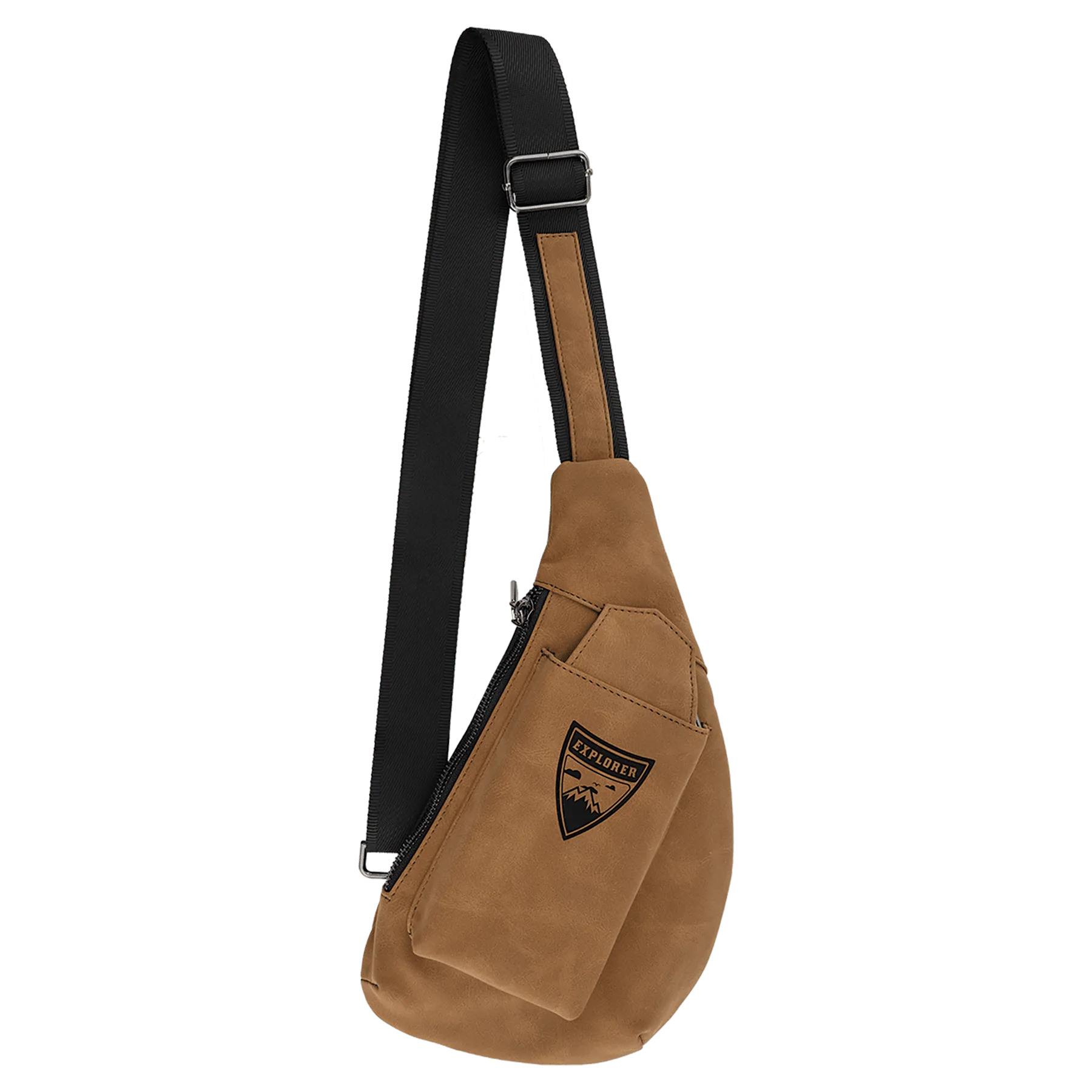 Crescent Bag - , Creekside Collection, Medium Brown (leatherette) — custom laser engraved — ECHIPMUNK