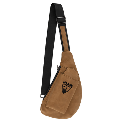Crescent Bag - , Creekside Collection, Medium Brown (leatherette) — custom laser engraved — ECHIPMUNK