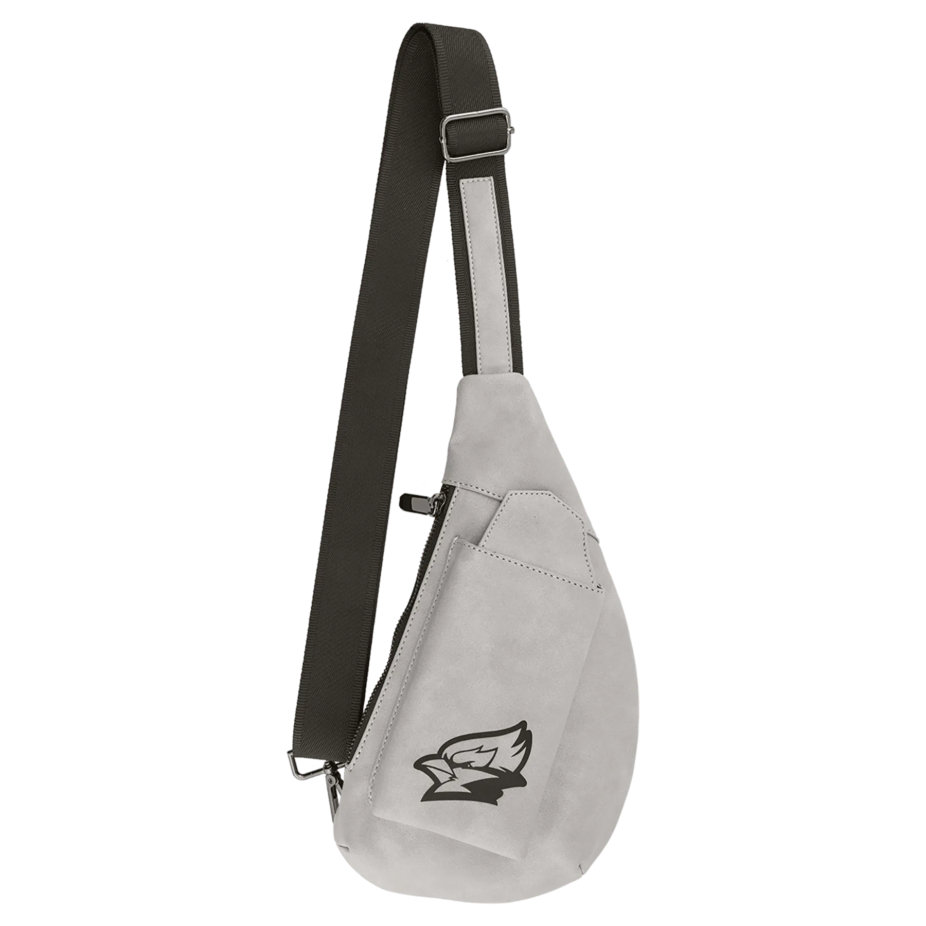 Crescent Bag - , Creekside Collection, Light Gray (leatherette) — custom laser engraved — ECHIPMUNK