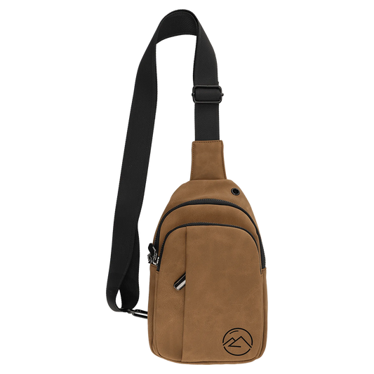Explorer Bag - , Creekside Collection, Medium Brown (leatherette) — custom laser engraved — ECHIPMUNK