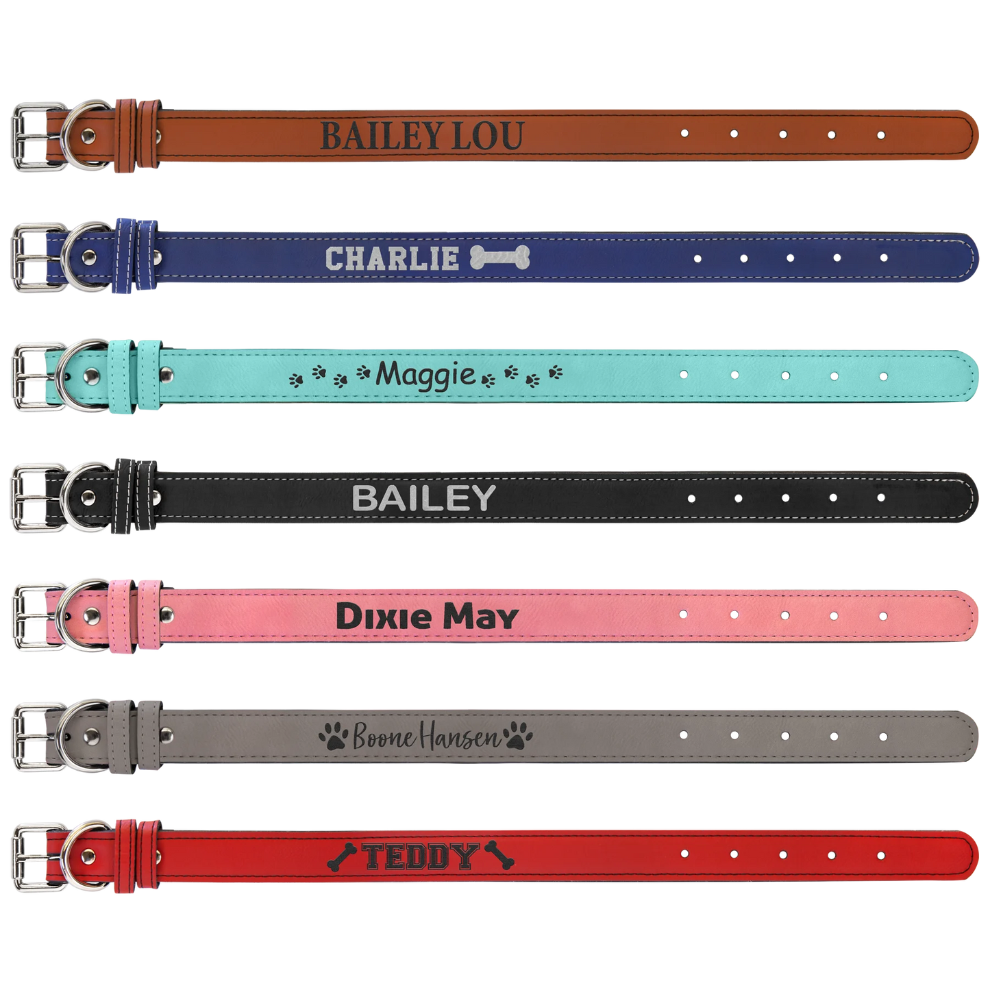Small 15" × 0.75" Dog Collar (faux leather) — custom laser engraved — ECHIPMUNK