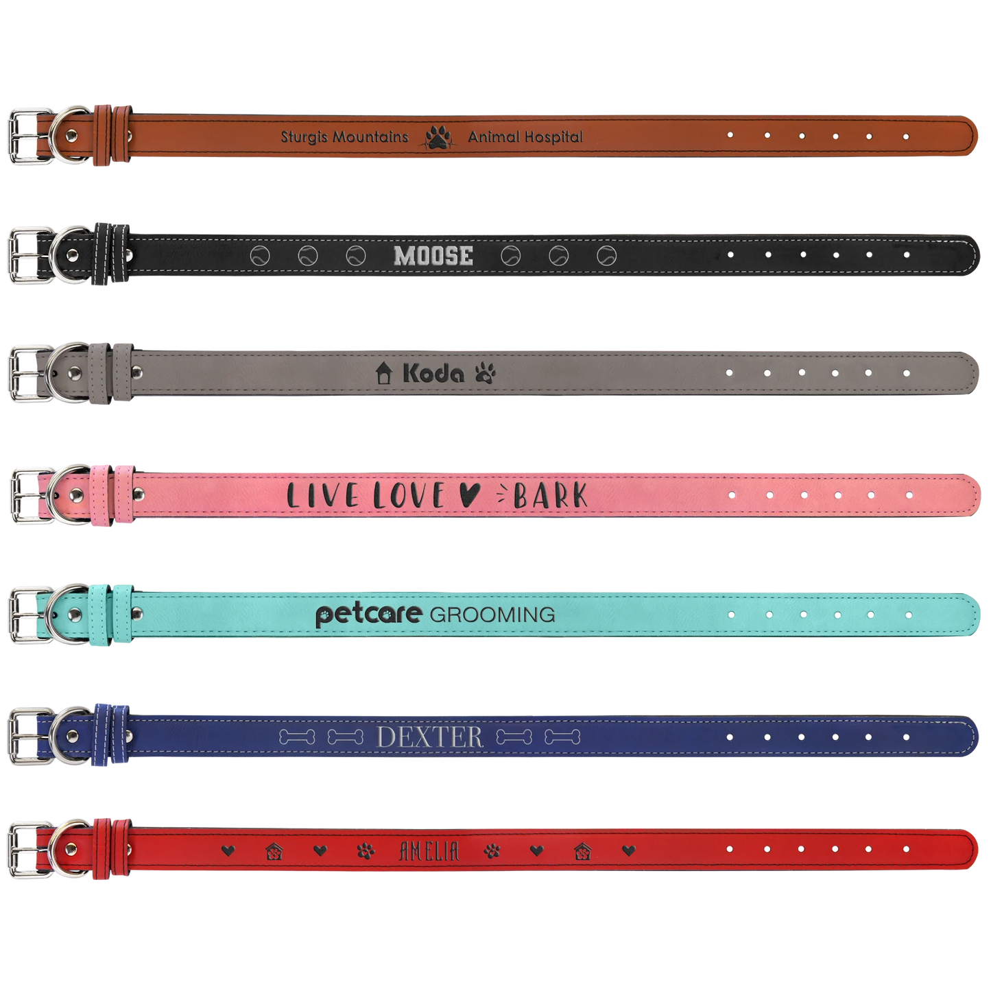 Extra Large 27" × 1.25" Dog Collar (faux leather) — custom laser engraved — ECHIPMUNK