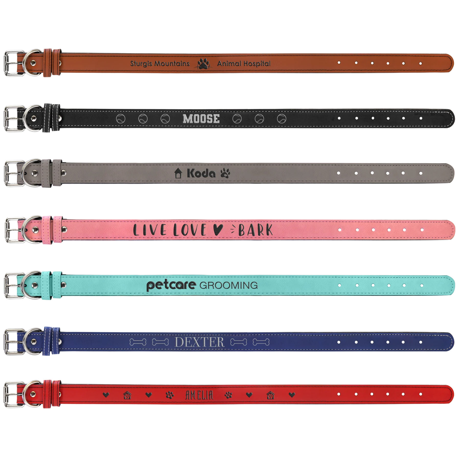 Extra Large 27" × 1.25" Dog Collar (faux leather) — custom laser engraved — ECHIPMUNK