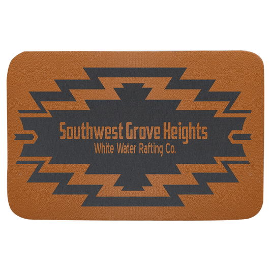 3" × 2" Caramel Leather Patch with Adhesive (genuine leather) — custom laser engraved — ECHIPMUNK