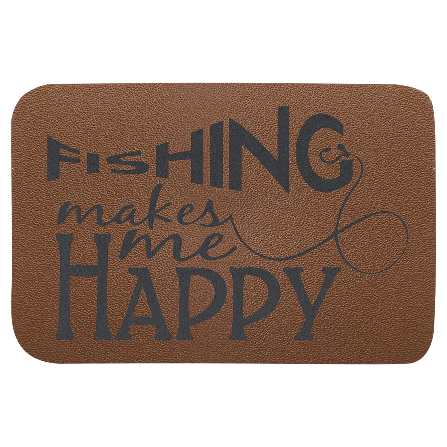 3" × 2" Brown Leather Patch with Adhesive (genuine leather) — custom laser engraved — ECHIPMUNK