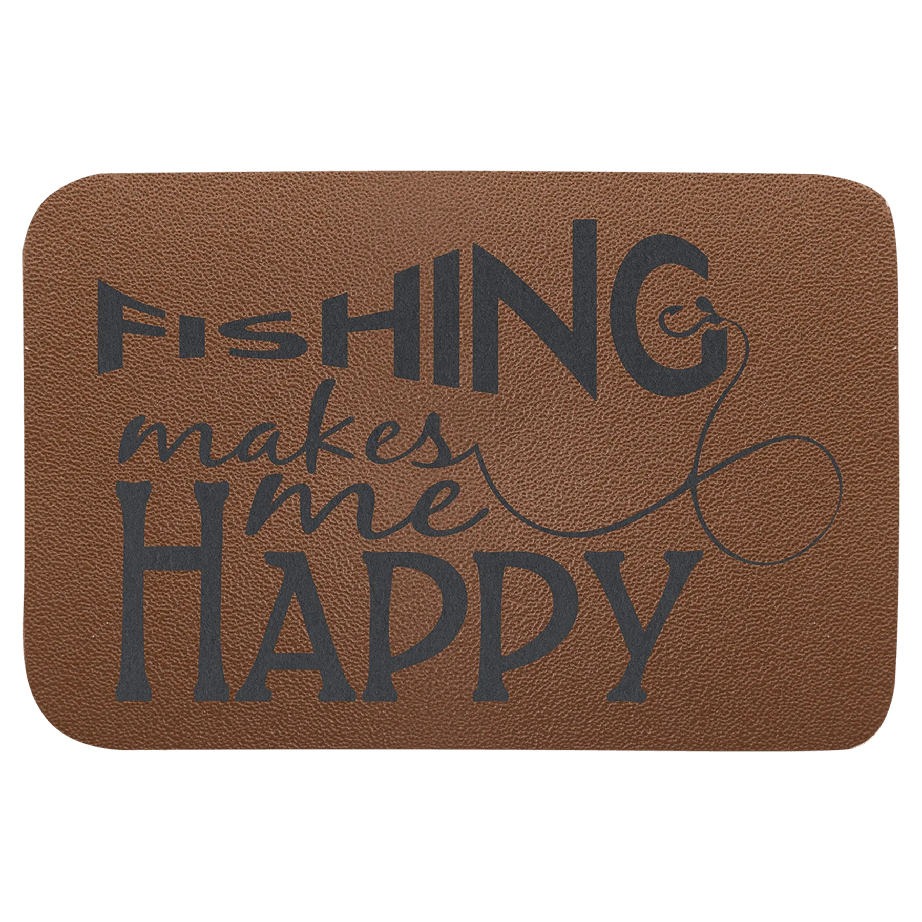 3" × 2" Brown Leather Patch with Adhesive (genuine leather) — custom laser engraved — ECHIPMUNK