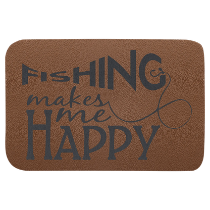 3" × 2" Brown Leather Patch with Adhesive (genuine leather) — custom laser engraved — ECHIPMUNK