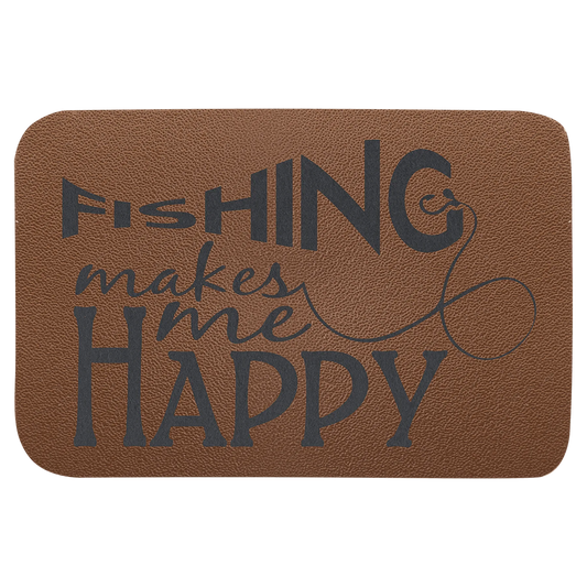 3" × 2" Brown Leather Patch with Adhesive (genuine leather) — custom laser engraved — ECHIPMUNK