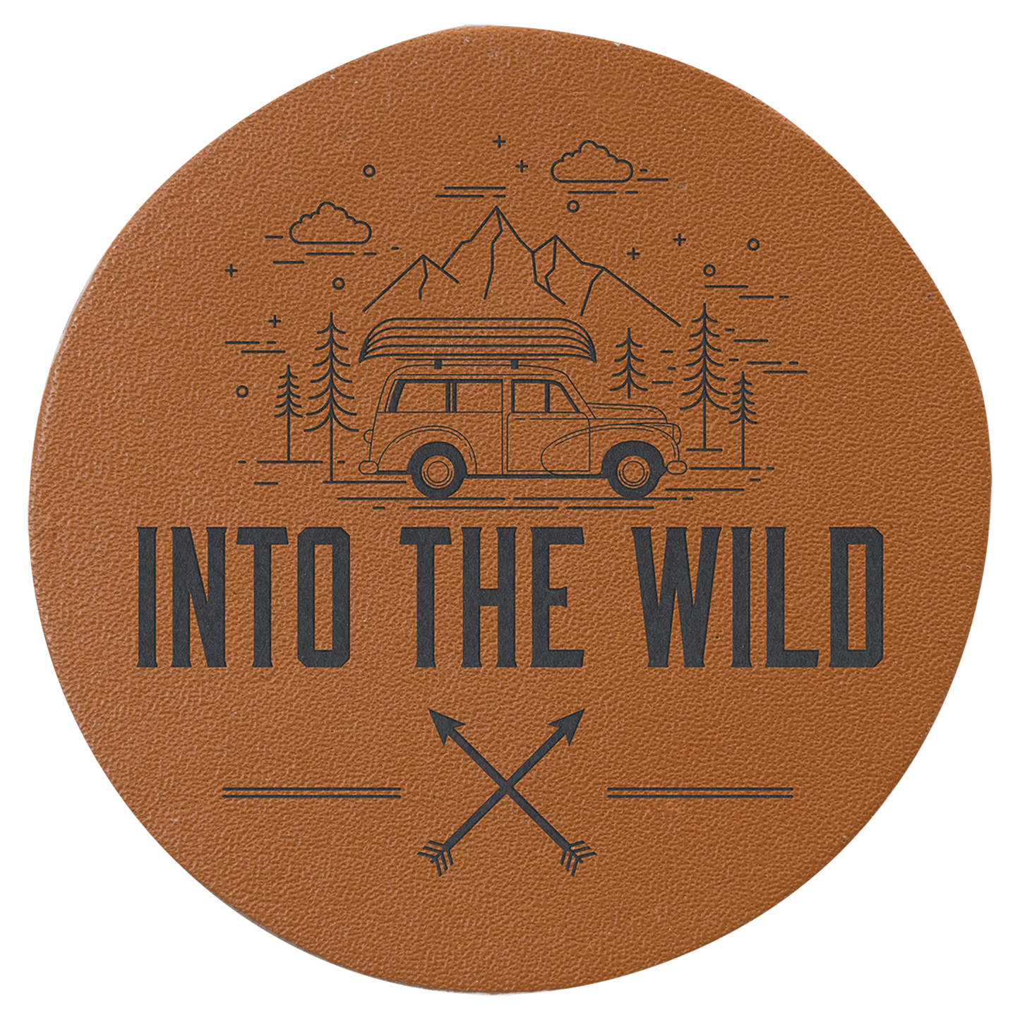 2.5" Caramel Leather Patch with Adhesive (genuine leather) — custom laser engraved — ECHIPMUNK