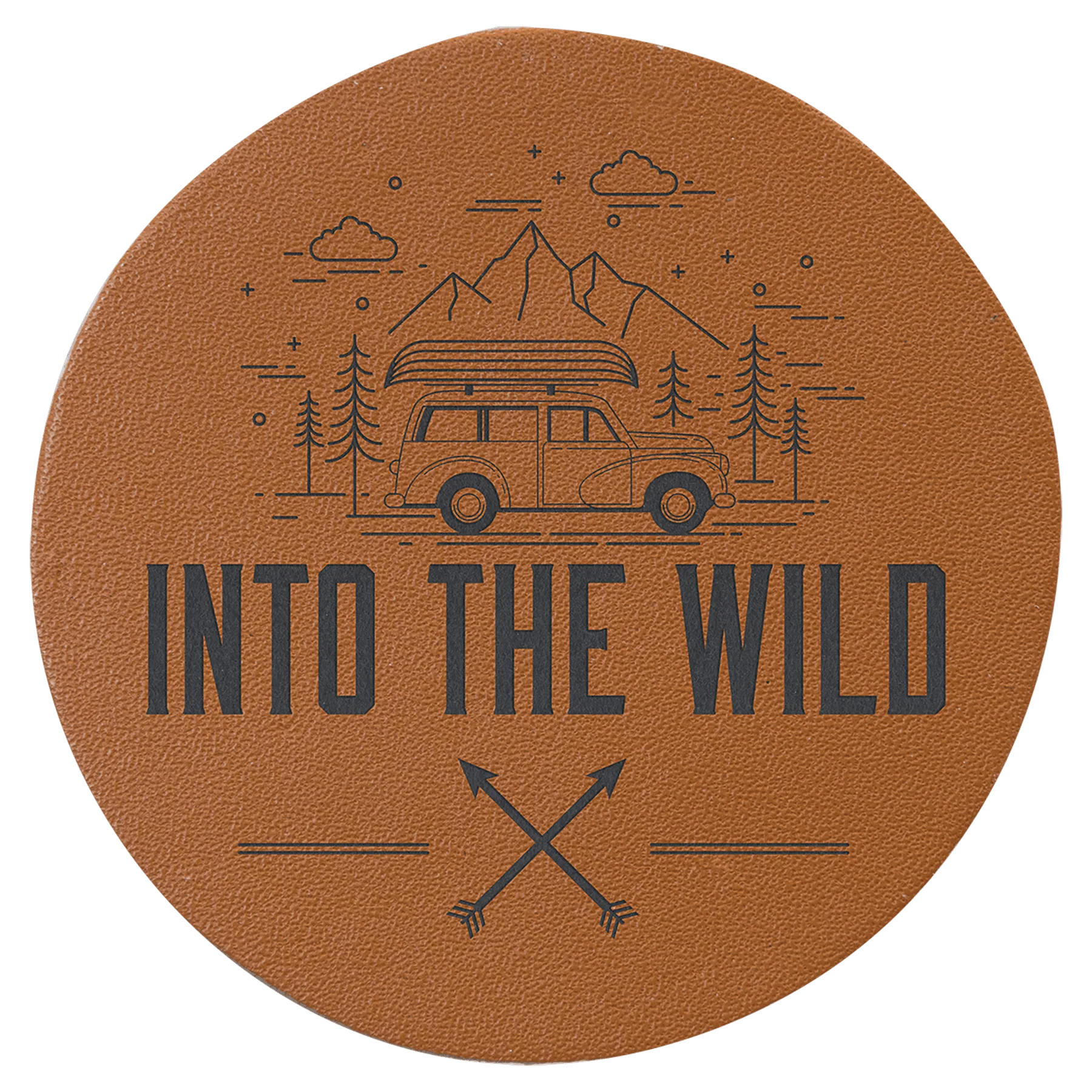 2.5" Caramel Leather Patch with Adhesive (genuine leather) — custom laser engraved — ECHIPMUNK