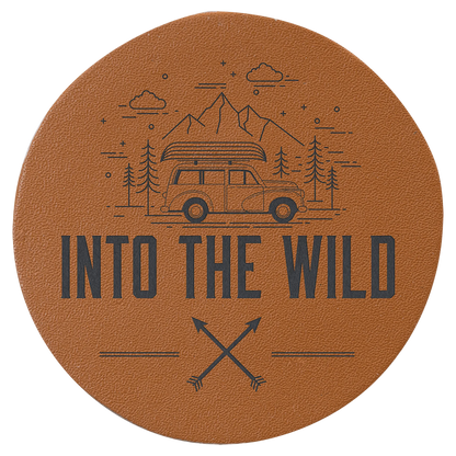 2.5" Caramel Leather Patch with Adhesive (genuine leather) — custom laser engraved — ECHIPMUNK