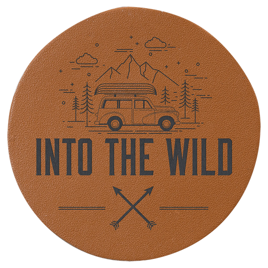 2.5" Caramel Leather Patch with Adhesive (genuine leather) — custom laser engraved — ECHIPMUNK