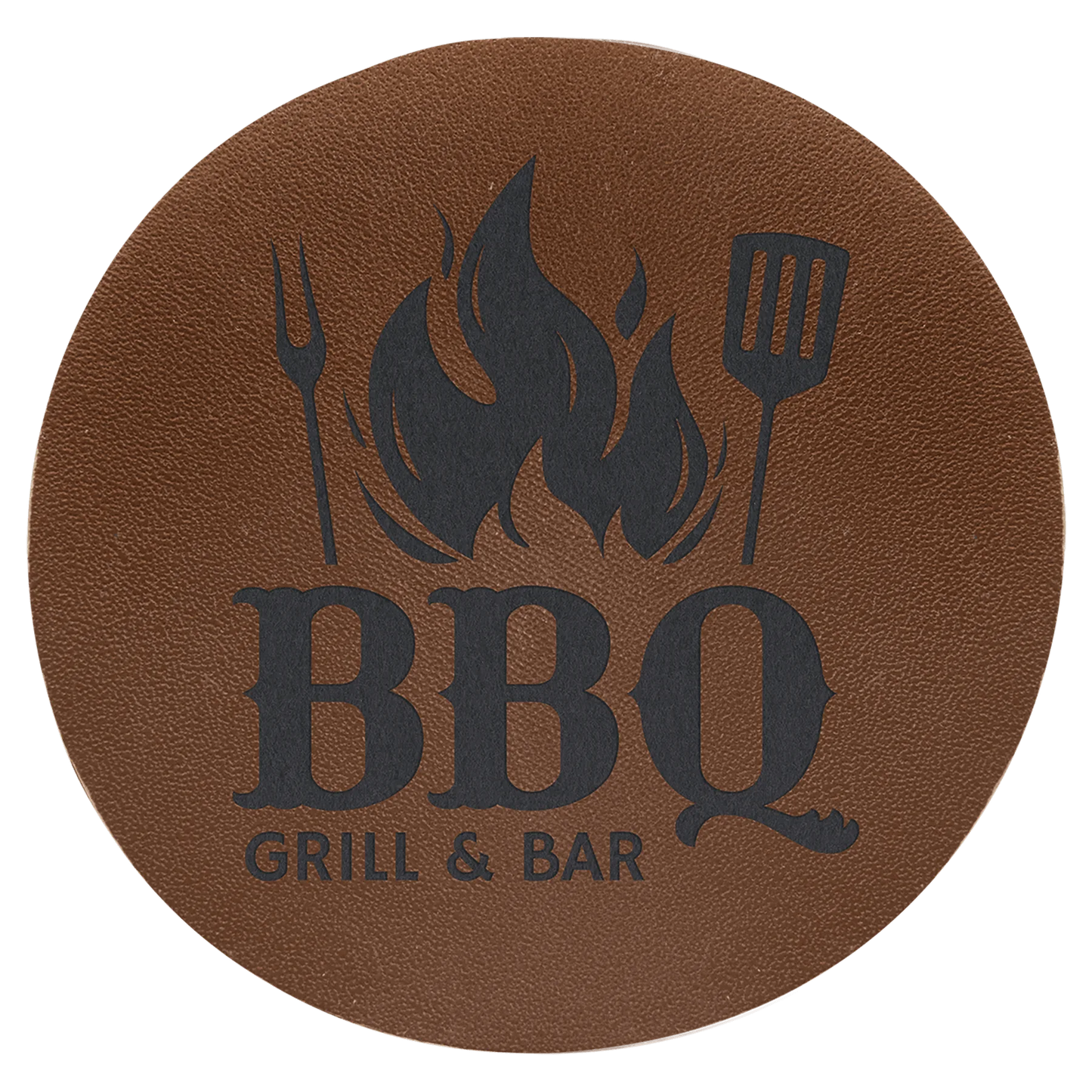 2.5" Brown Leather Patch with Adhesive (genuine leather) — custom laser engraved — ECHIPMUNK