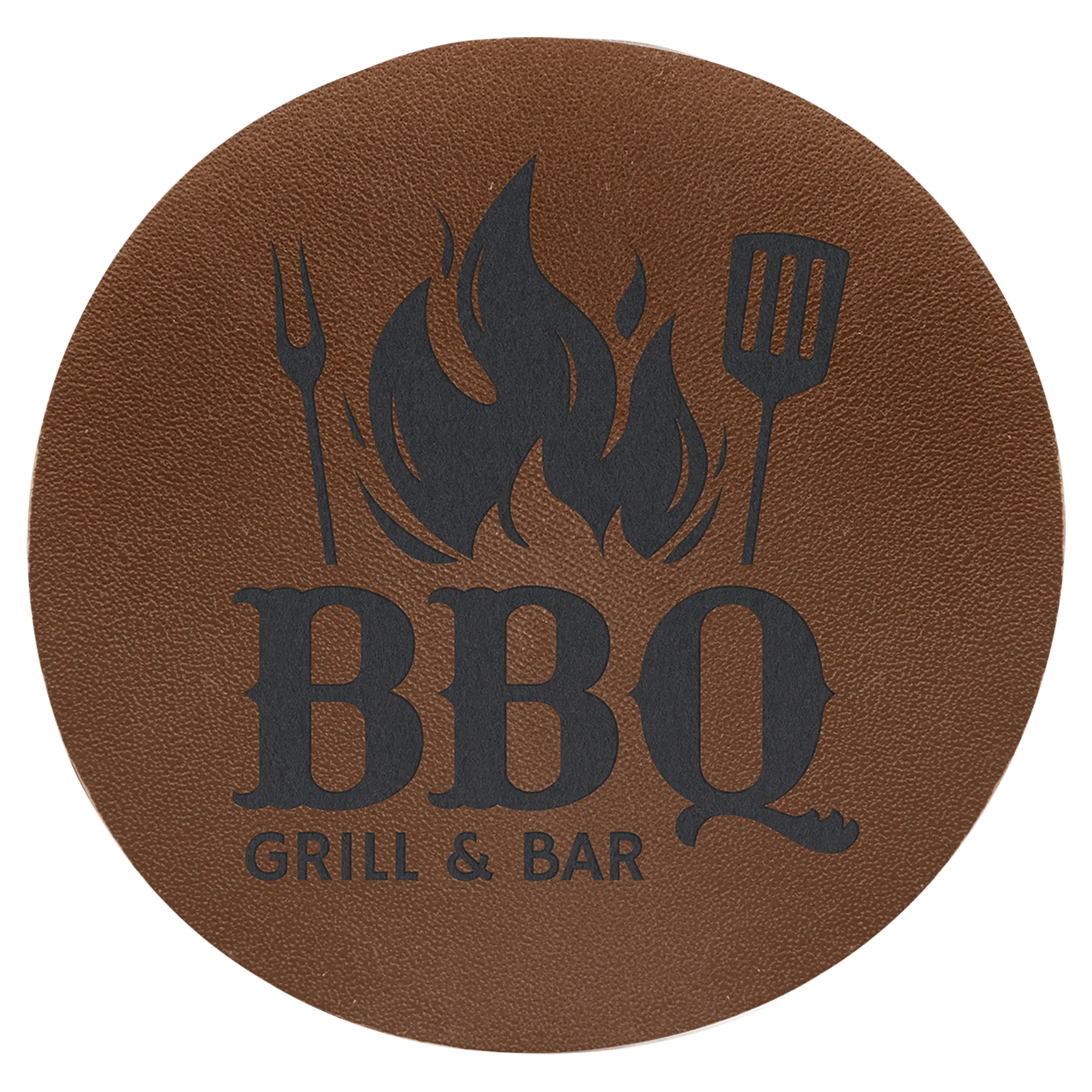 2.5" Brown Leather Patch with Adhesive (genuine leather) — custom laser engraved — ECHIPMUNK