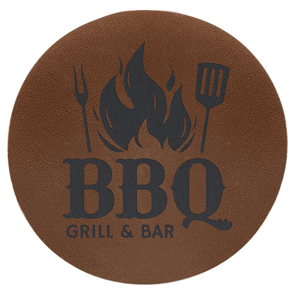 2.5" Brown Leather Patch with Adhesive (genuine leather) — custom laser engraved — ECHIPMUNK
