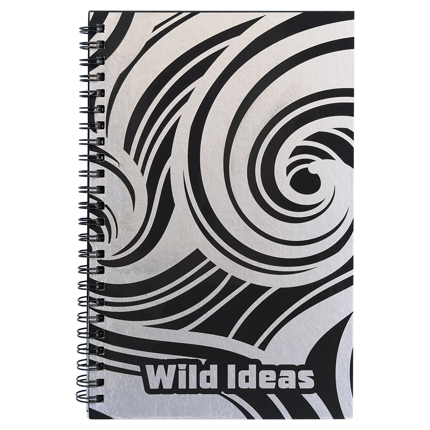 5.5" × 8.5" Black Lazerburst Spiral Notebook-Lasers to Silver (lazerburst) — custom laser engraved — ECHIPMUNK
