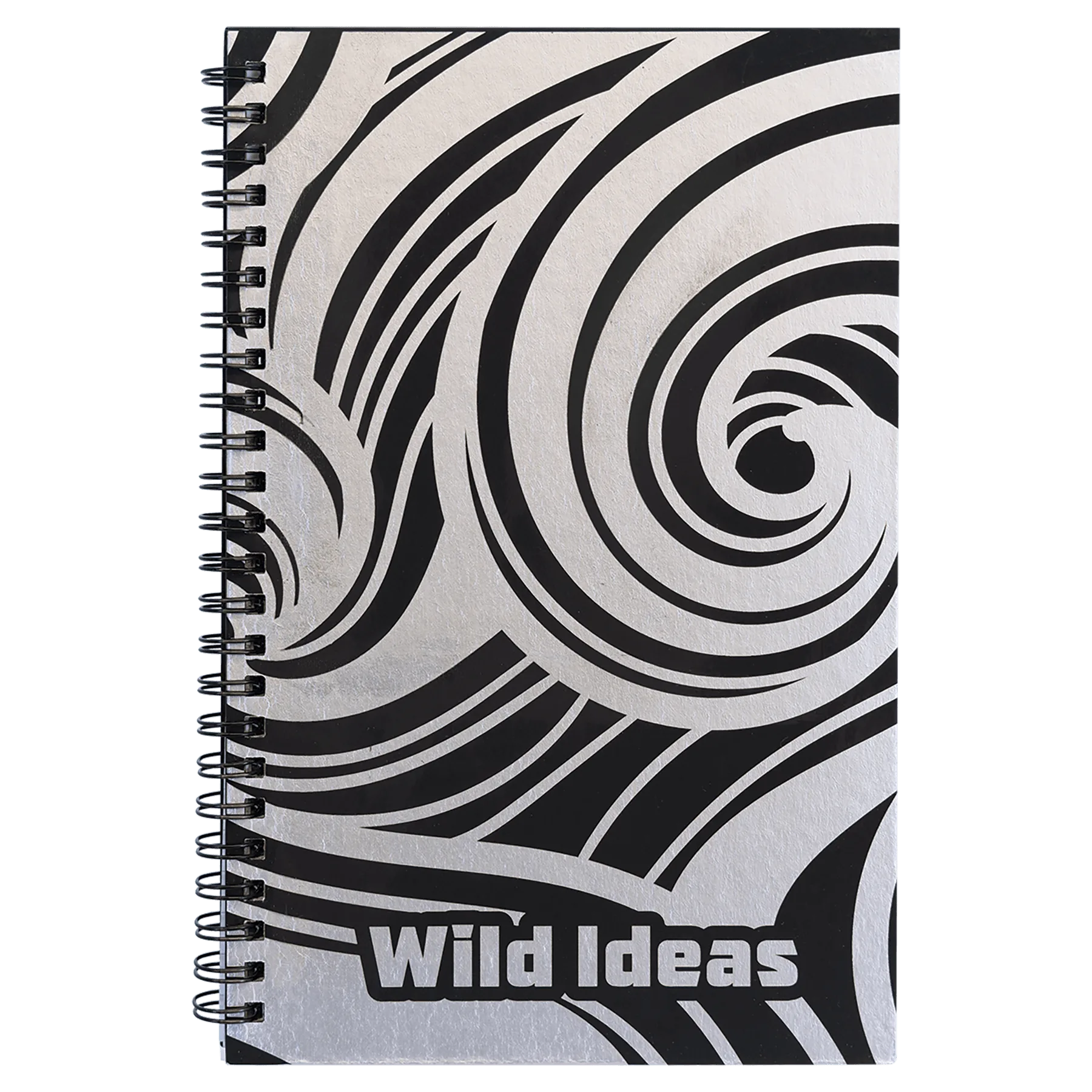 5.5" × 8.5" Black Lazerburst Spiral Notebook-Lasers to Silver (lazerburst) — custom laser engraved — ECHIPMUNK