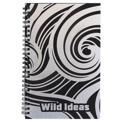 5.5" × 8.5" Black Lazerburst Spiral Notebook-Lasers to Silver (lazerburst) — custom laser engraved — ECHIPMUNK
