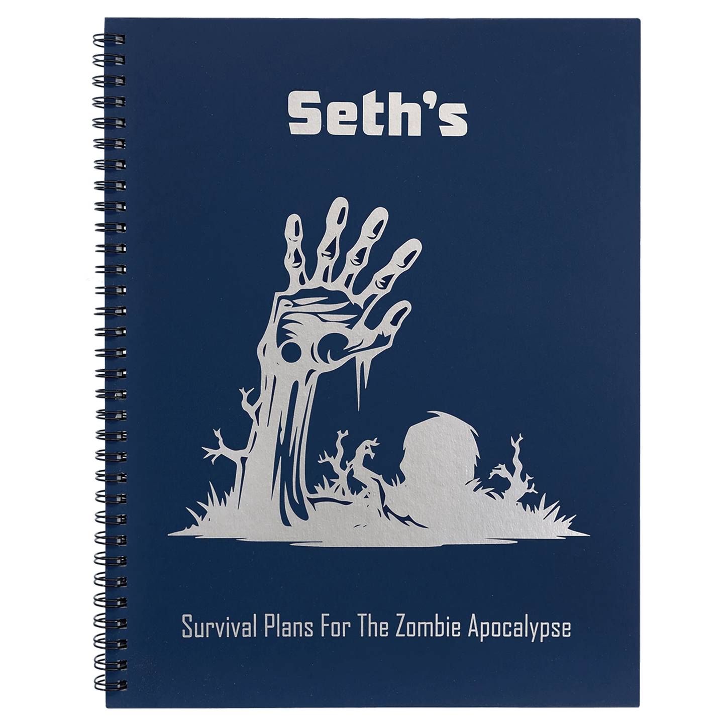 8.5" × 11" Blue Lazerburst Spiral Notebook-Lasers to Silver (lazerburst) — custom laser engraved — ECHIPMUNK