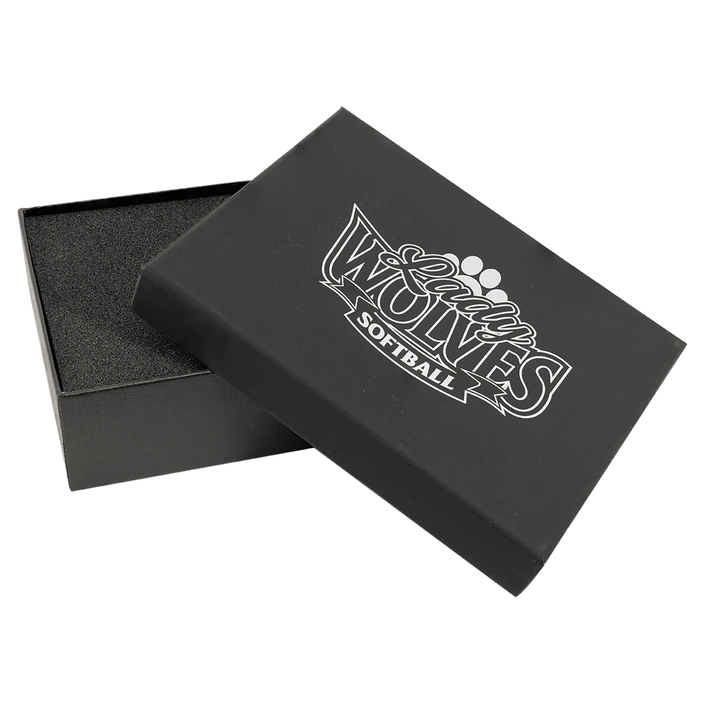 7.25" × 5.875" Black Lazerburst Gift Box-Lasers to Silver (cardboard & lazserburst & foam) — custom laser engraved — ECHIPMUN
