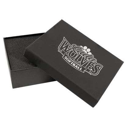 7.25" × 5.875" Black Lazerburst Gift Box-Lasers to Silver (cardboard & lazserburst & foam) — custom laser engraved — ECHIPMUN