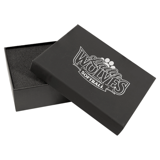 7.25" × 5.875" Black Lazerburst Gift Box-Lasers to Silver (cardboard & lazserburst & foam) — custom laser engraved — ECHIPMUN