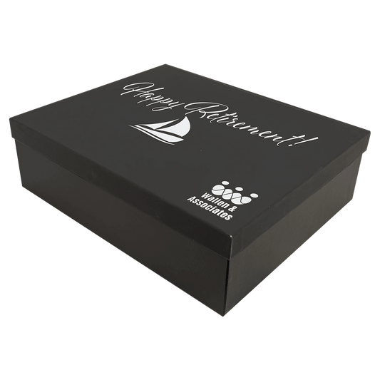 13.625" × 11.125" Black Lazerburst Gift Box-Lasers to Silver (cardboard & lazerburst & foam) — custom laser engraved — ECHIPM