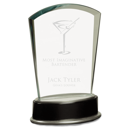 6 3/4" Jade Fan Metro Glass with Silver and Black Piano Finish Base