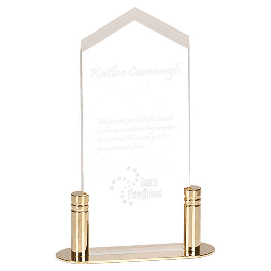 Small Clear Frosted Arrow Acrylic with Brass Base