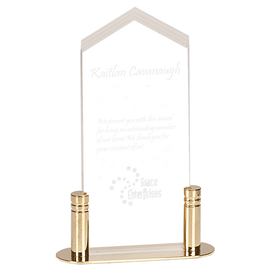 Large Clear Frosted Arrow Acrylic with Brass Base