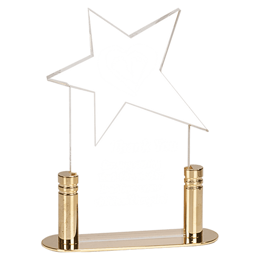 Large Clear Star Acrylic with Brass Base