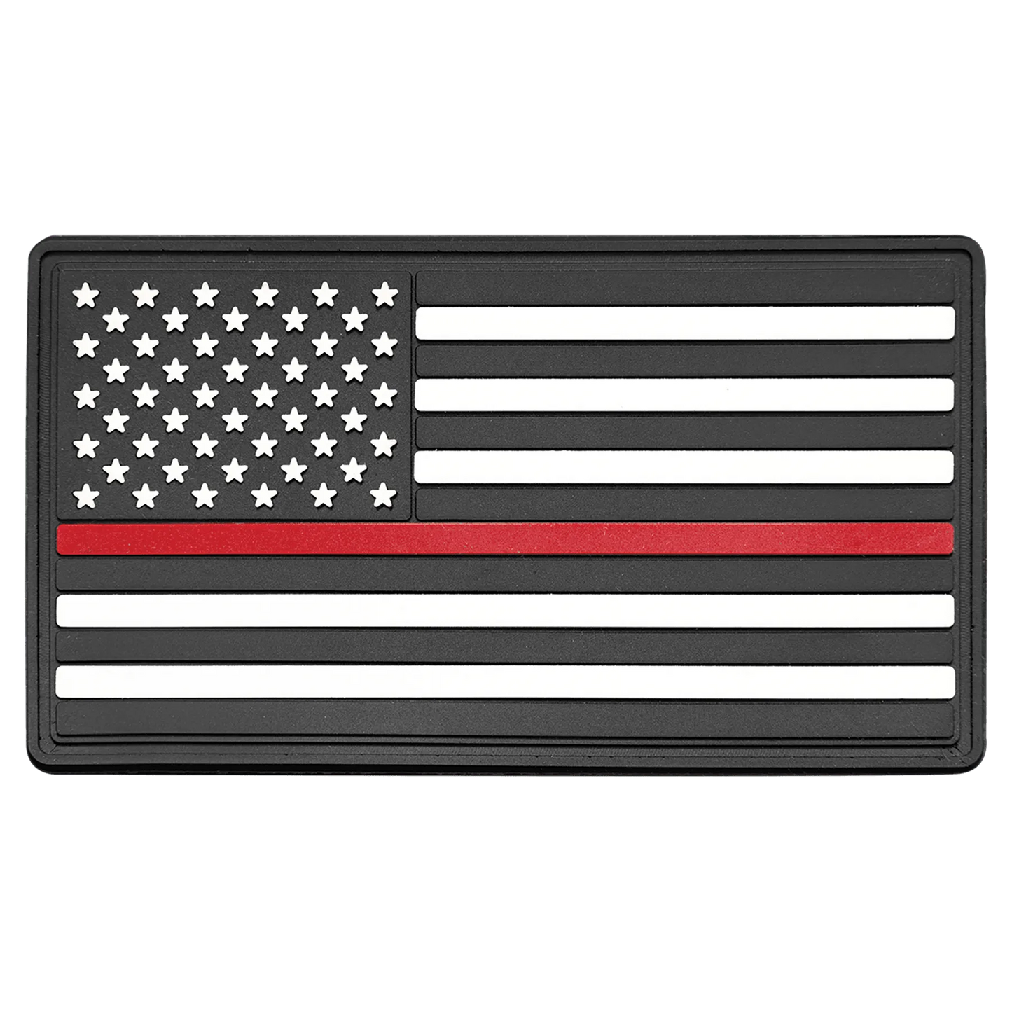 1.75" × 3.25" Red Line American Flag PVC Patch representing support for firefighters - Kota Pro Adhesive included (pvc) — cus