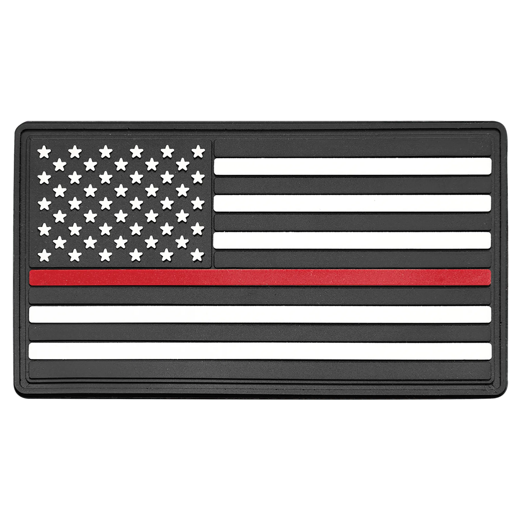 1.75" × 3.25" Red Line American Flag PVC Patch representing support for firefighters - Kota Pro Adhesive included (pvc) — cus