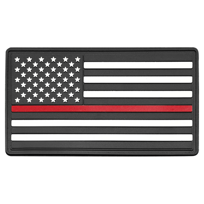 1.75" × 3.25" Red Line American Flag PVC Patch representing support for firefighters - Kota Pro Adhesive included (pvc) — cus