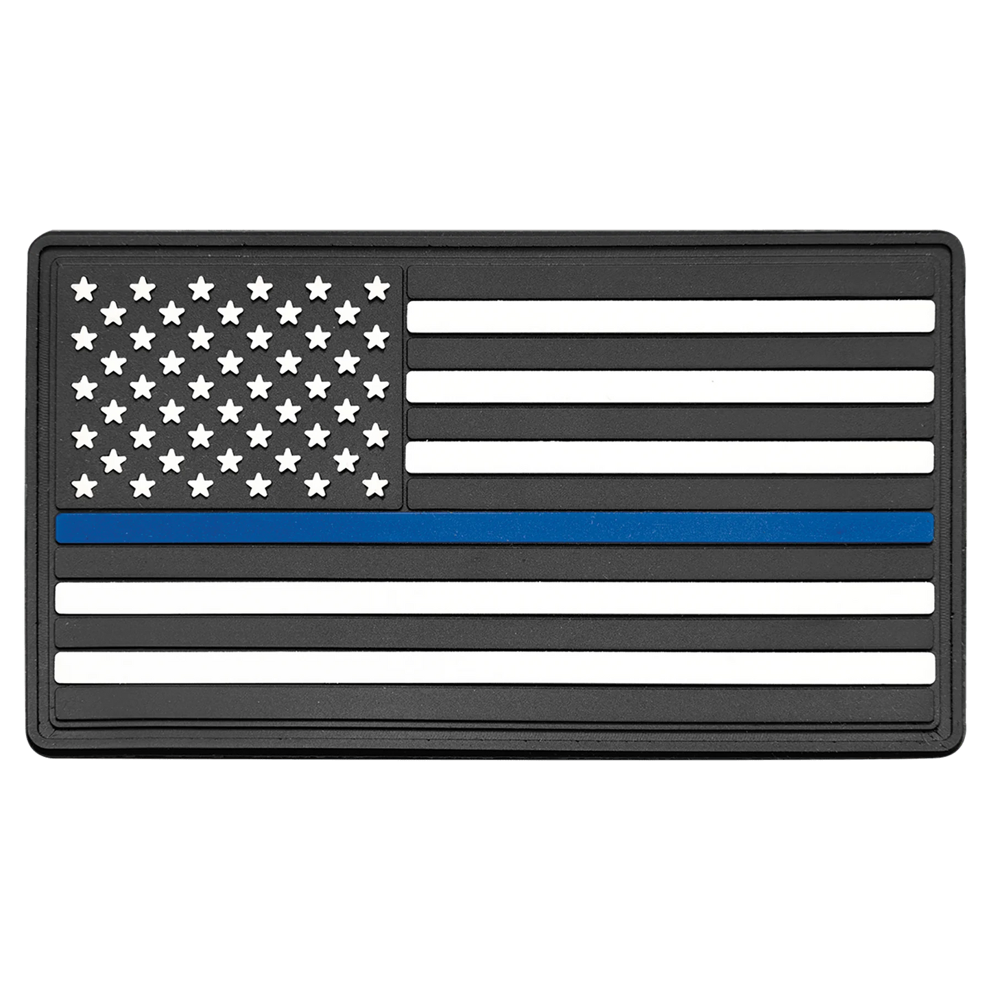 1.75" × 3.25" Blue Line American Flag PVC Patch representing support for law enforcement - Kota Pro Adhesive included (pvc) —