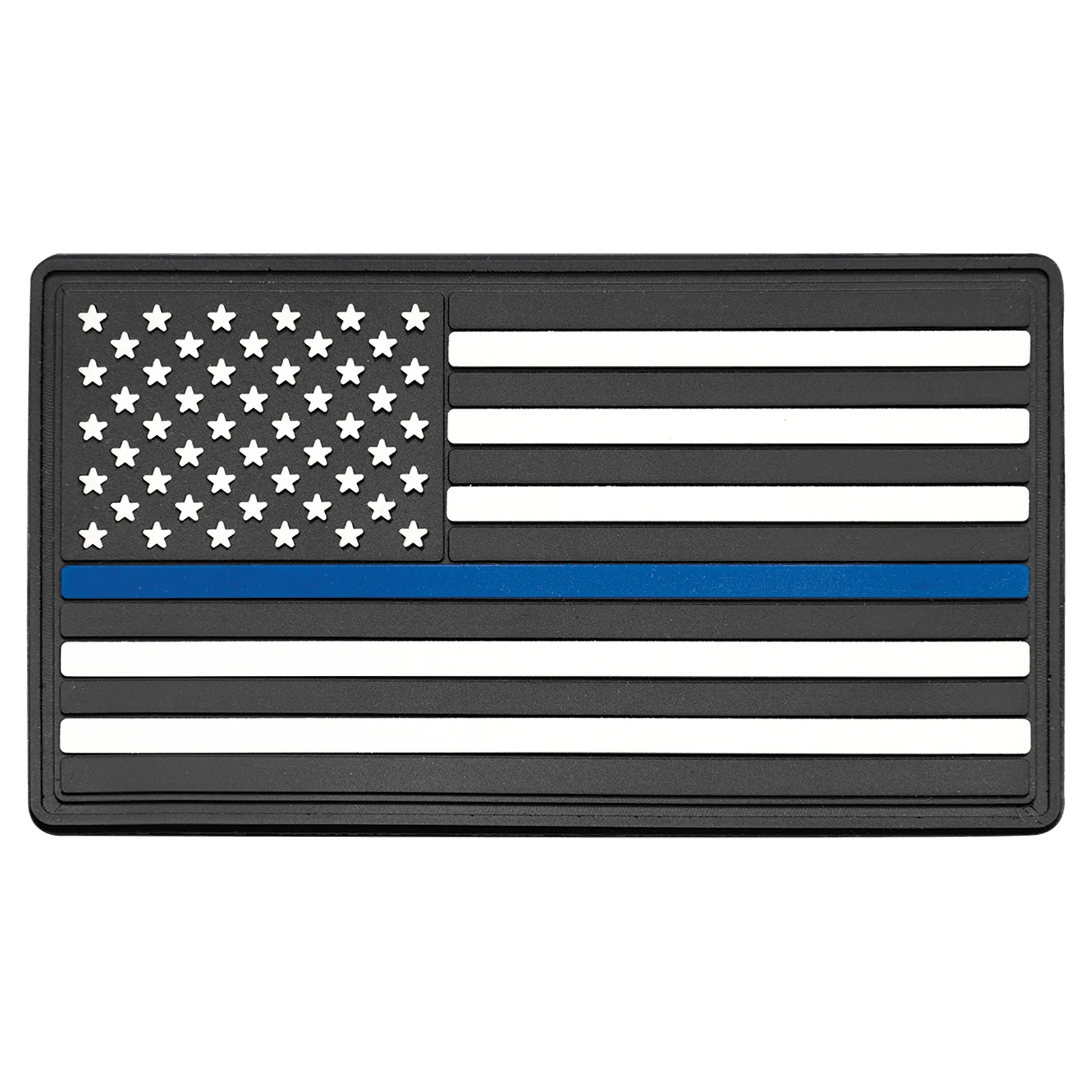 1.75" × 3.25" Blue Line American Flag PVC Patch representing support for law enforcement - Kota Pro Adhesive included (pvc) —