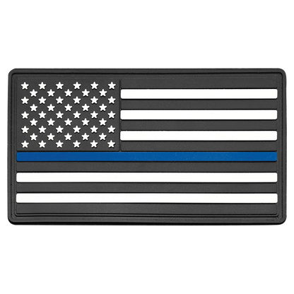 1.75" × 3.25" Blue Line American Flag PVC Patch representing support for law enforcement - Kota Pro Adhesive included (pvc) —