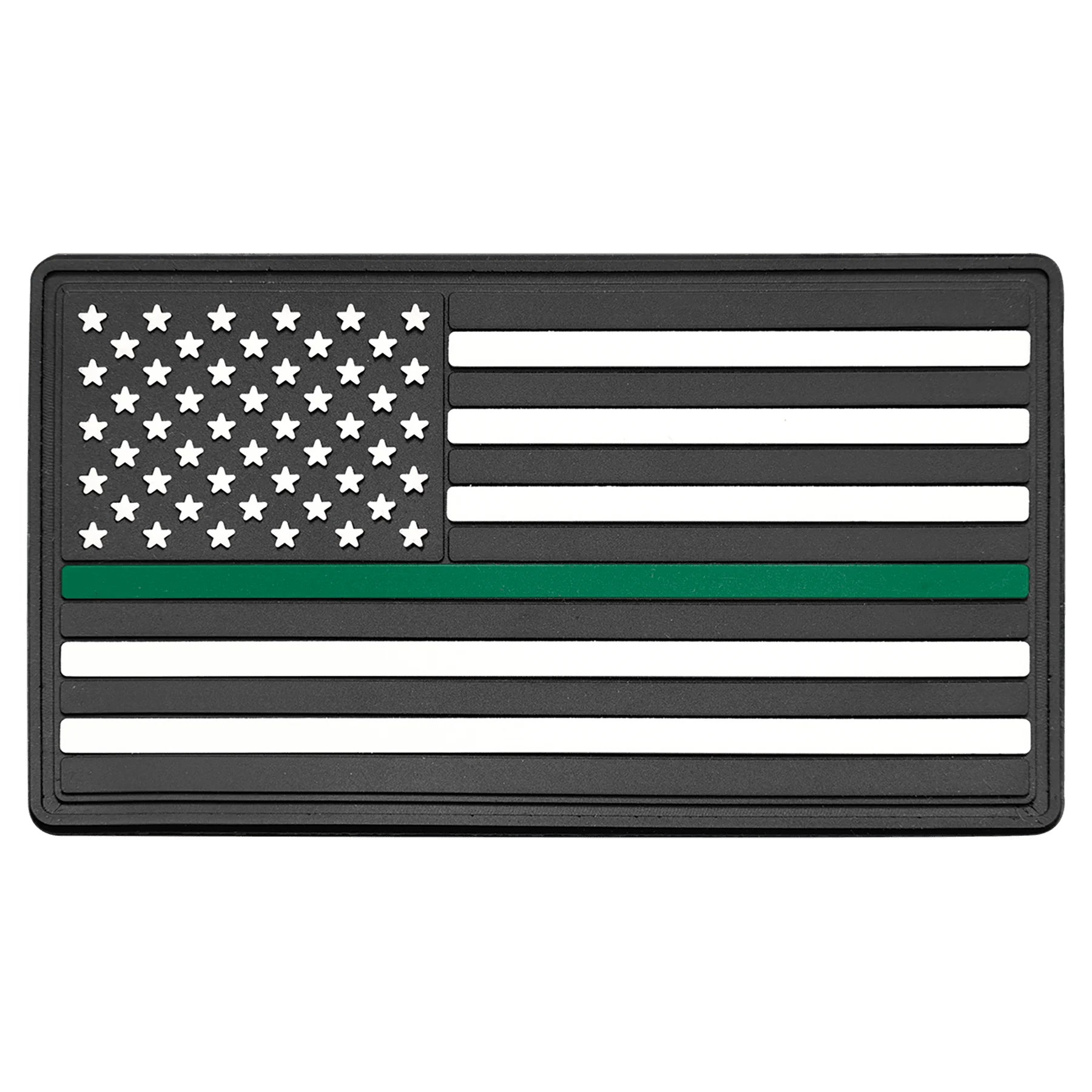 1.75" × 3.25" Green Line American Flag PVC Patch representing support for the military - Kota Pro Adhesive included (pvc) — c