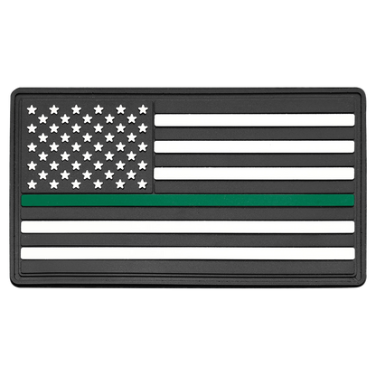 1.75" × 3.25" Green Line American Flag PVC Patch representing support for the military - Kota Pro Adhesive included (pvc) — c