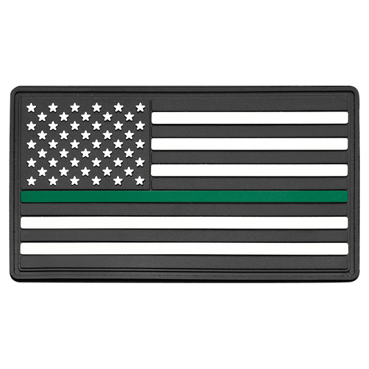 1.75" × 3.25" Green Line American Flag PVC Patch representing support for the military - Kota Pro Adhesive included (pvc) — c