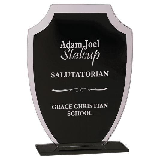 7 1/4" Black Shield Reflection Glass Award