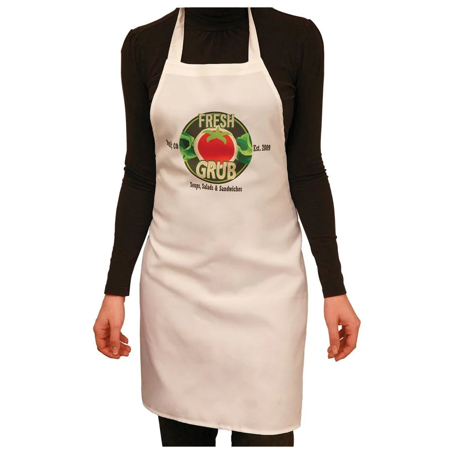 28" × 31.5" White Apron (polyester) — custom laser engraved — ECHIPMUNK