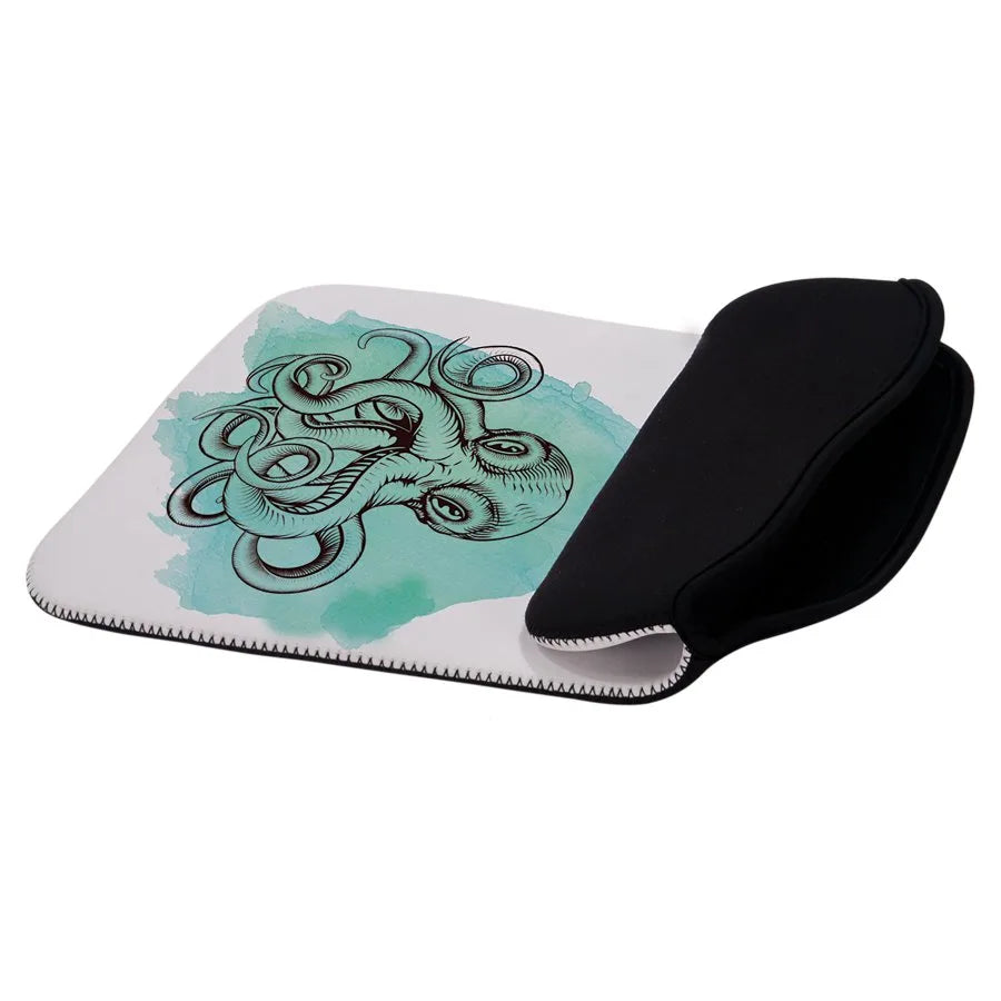 10.5" × 13.5" White/Black Foldover Laptop Sleeve (neoprene) — custom laser engraved — ECHIPMUNK