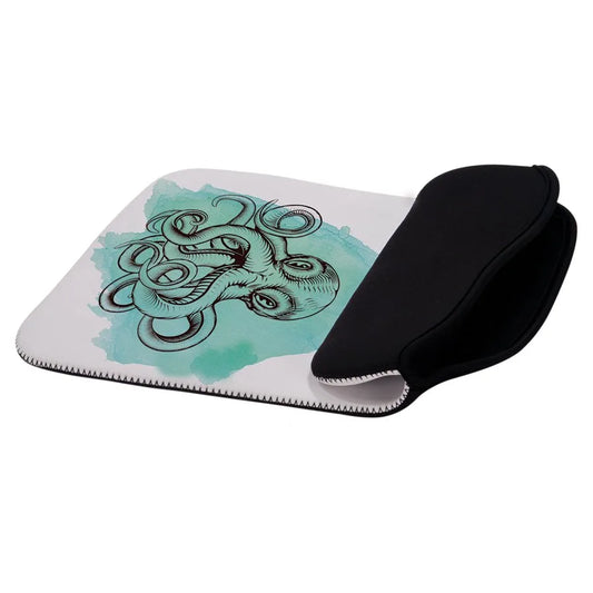 10.5" × 13.5" White/Black Foldover Laptop Sleeve (neoprene) — custom laser engraved — ECHIPMUNK