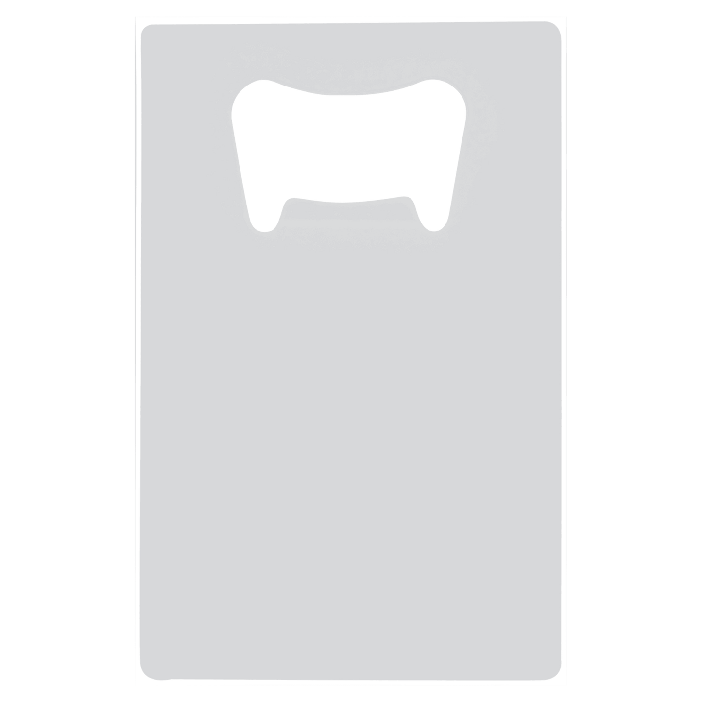 2.125" × 3.375" White Stainless Steel Bottle Opener (stainless steel) — custom laser engraved — ECHIPMUNK