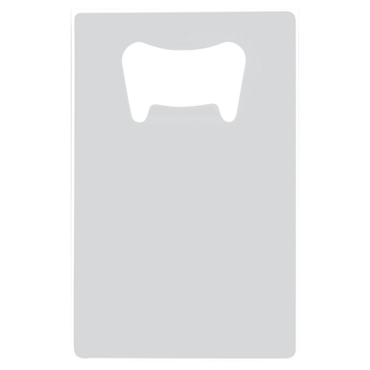 2.125" × 3.375" White Stainless Steel Bottle Opener (stainless steel) — custom laser engraved — ECHIPMUNK