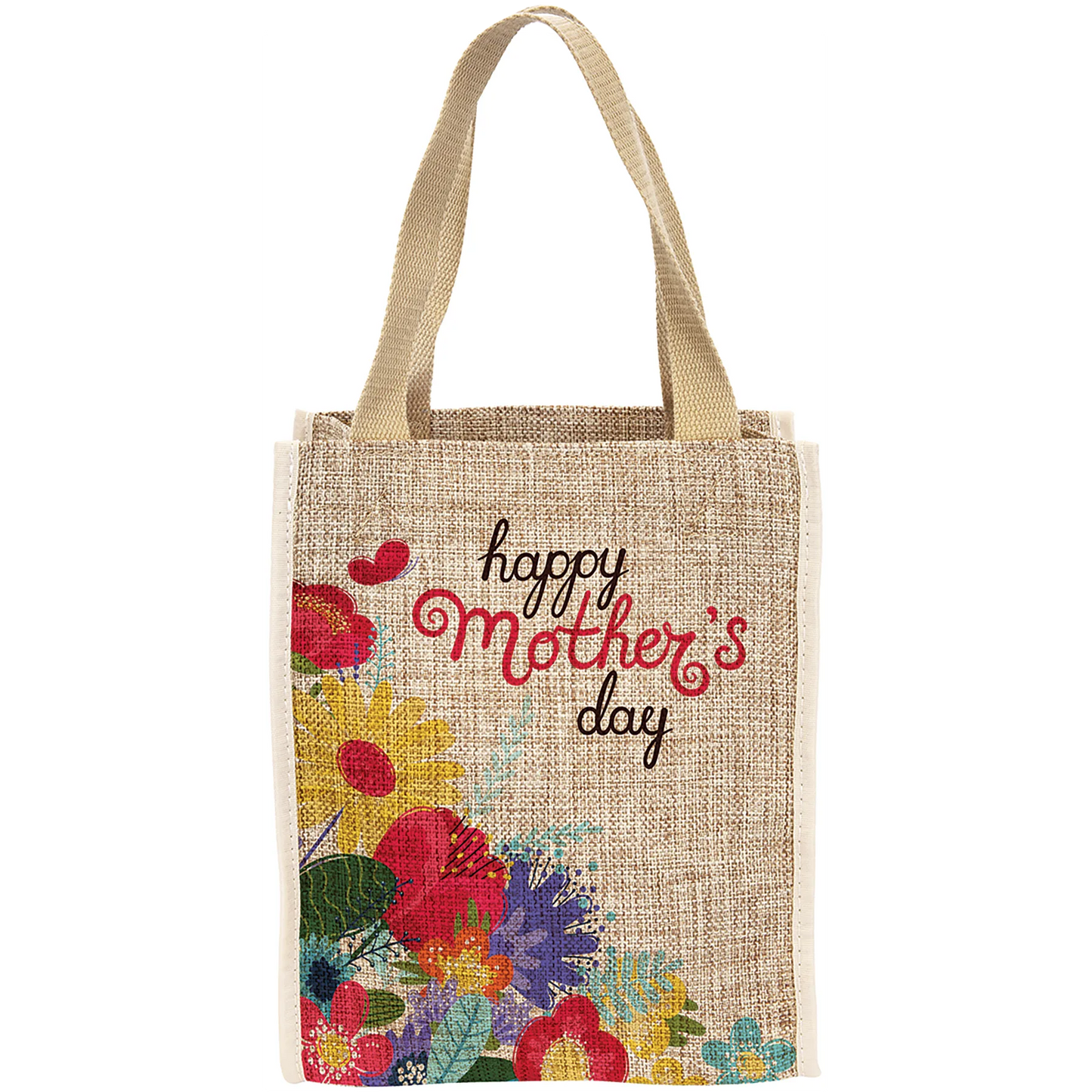 8" × 10" Burlap Gift Bag with 3" Gusset (polyester burlap) — custom laser engraved — ECHIPMUNK