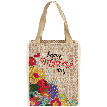 8" × 10" Burlap Gift Bag with 3" Gusset (polyester burlap) — custom laser engraved — ECHIPMUNK
