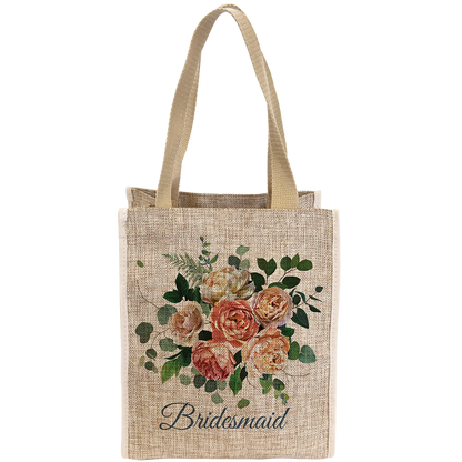 10" × 12" Burlap Gift Bag with 5.5" Gusset (polyester burlap) — custom laser engraved — ECHIPMUNK