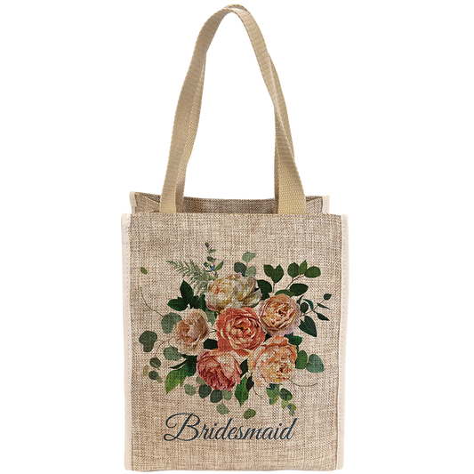 10" × 12" Burlap Gift Bag with 5.5" Gusset (polyester burlap) — custom laser engraved — ECHIPMUNK